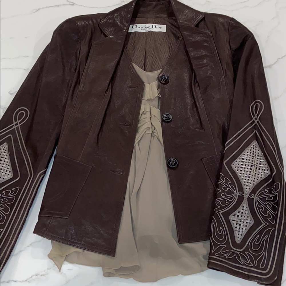 Brown Leather Christian Dior Jacket